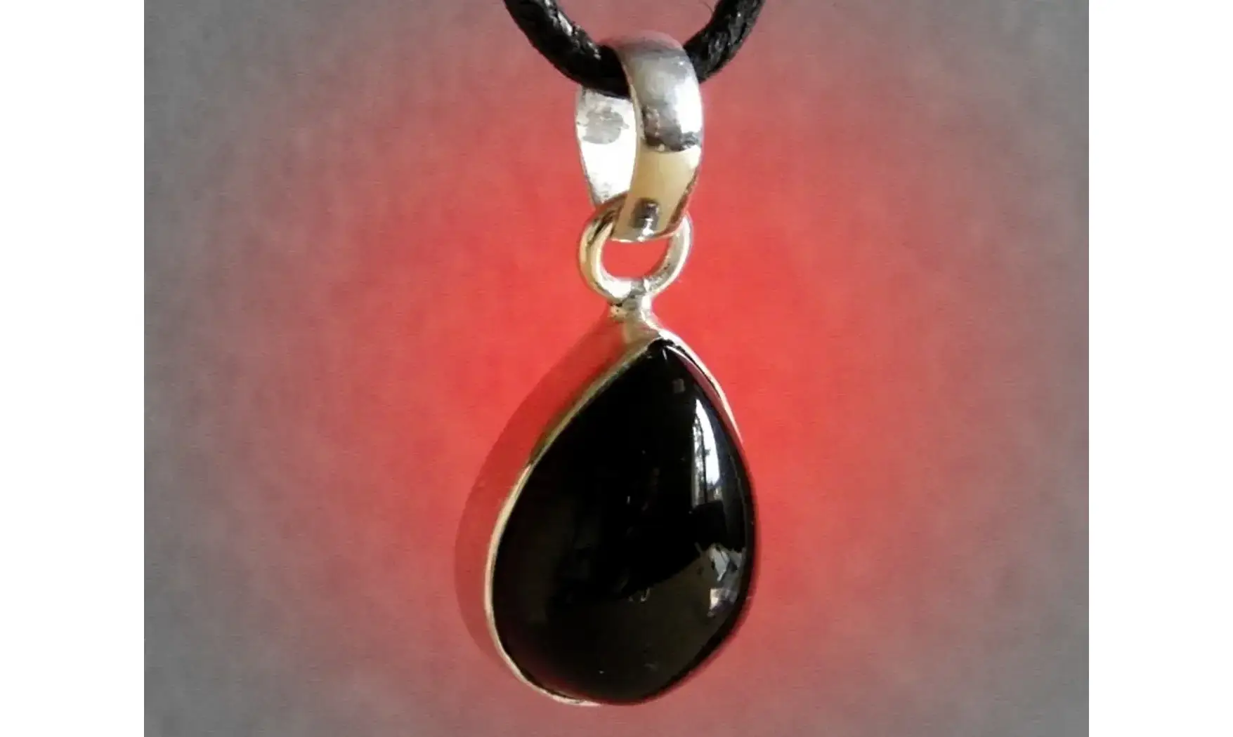Onyx noir pierre pendentif & Argent