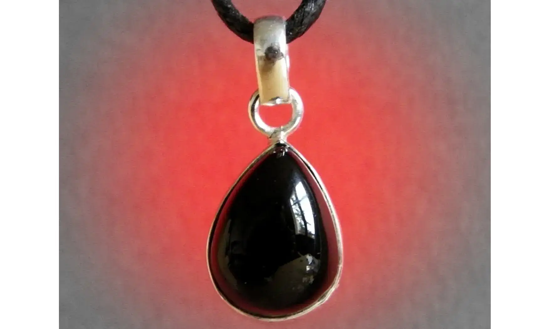 Onyx noir pierre pendentif & Argent