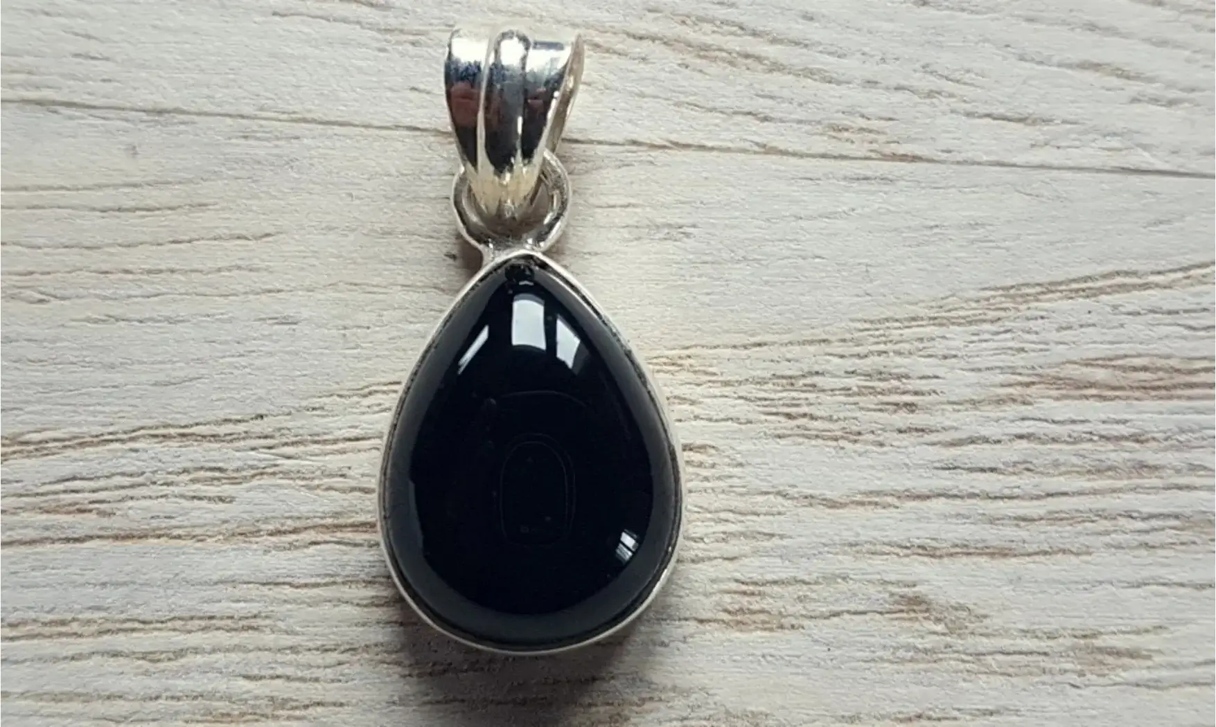 Onyx noir pierre pendentif & Argent