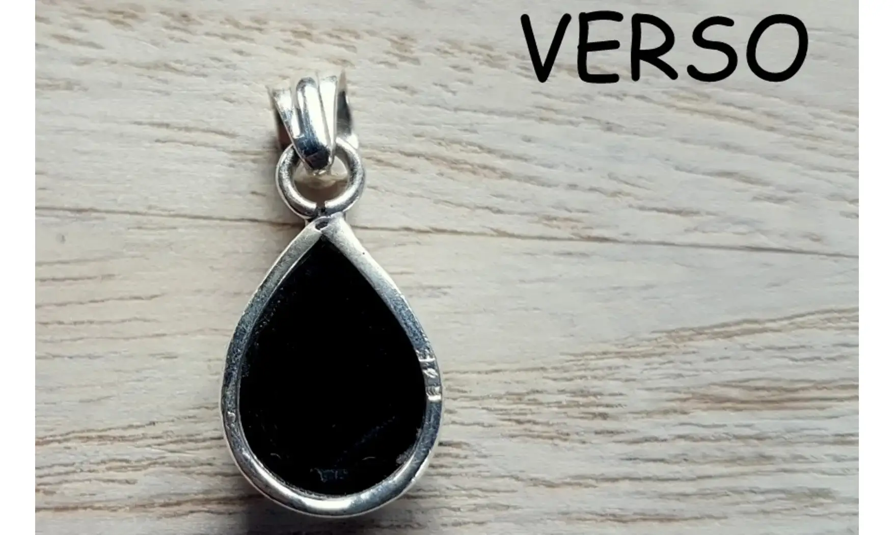 Onyx noir pierre pendentif & Argent