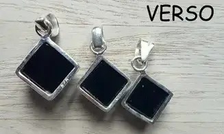 Onyx noir pierre pendentif & Argent