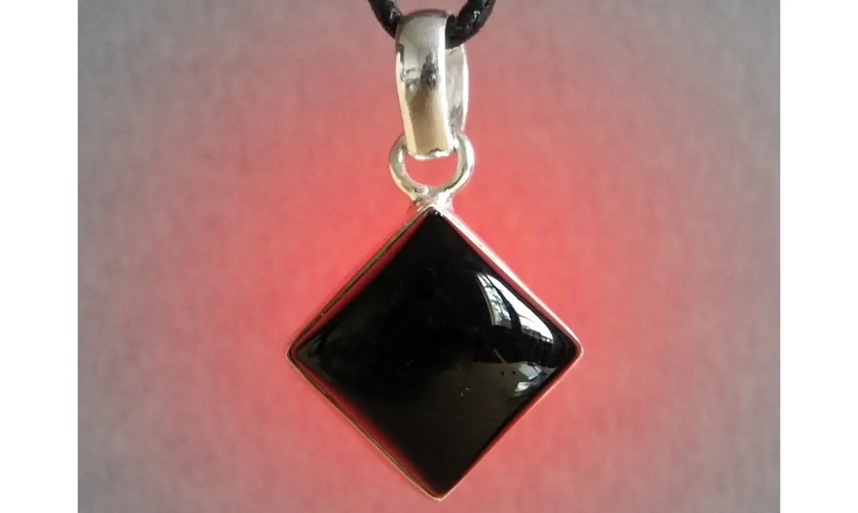 Onyx noir pierre pendentif & Argent