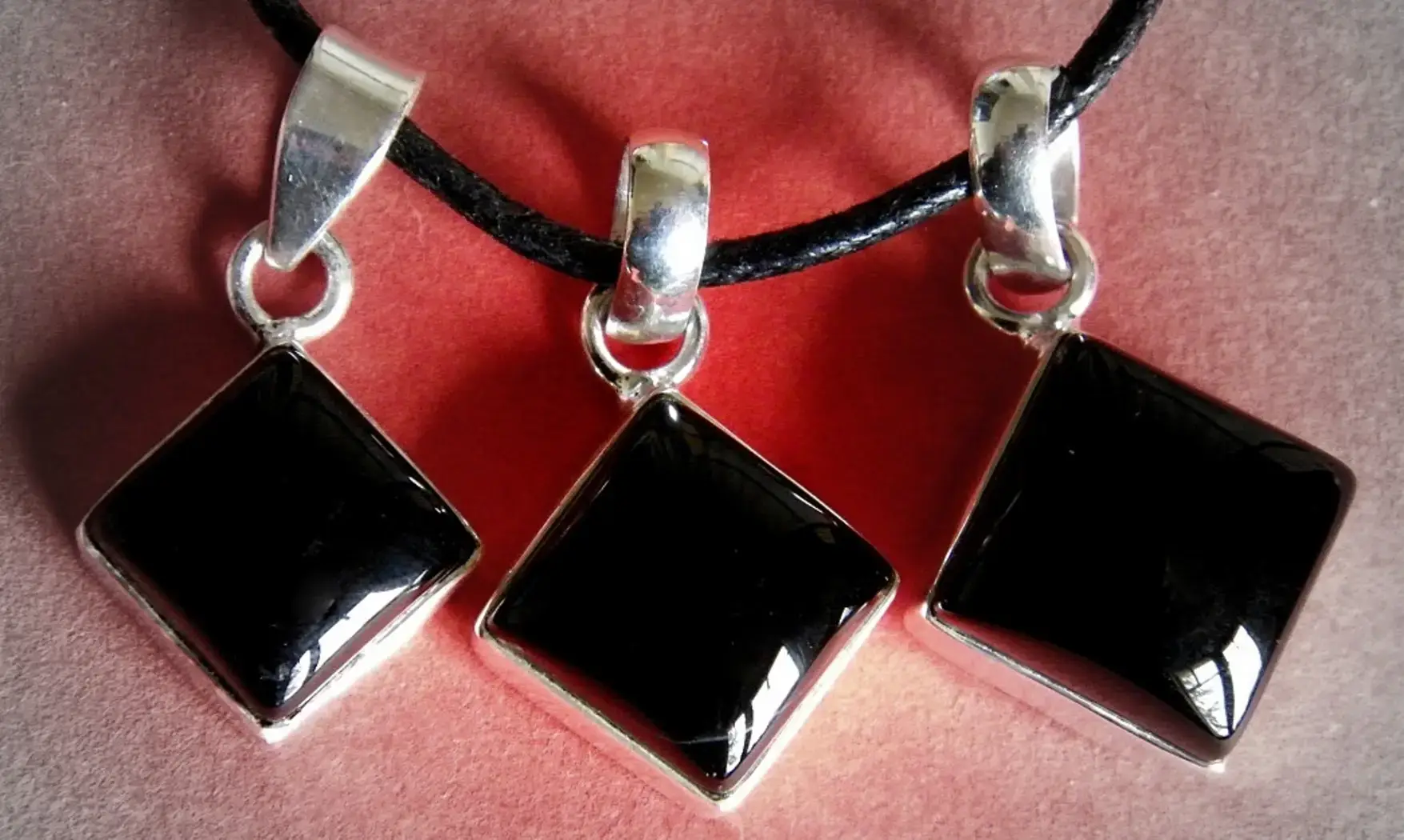 Onyx noir pierre pendentif & Argent