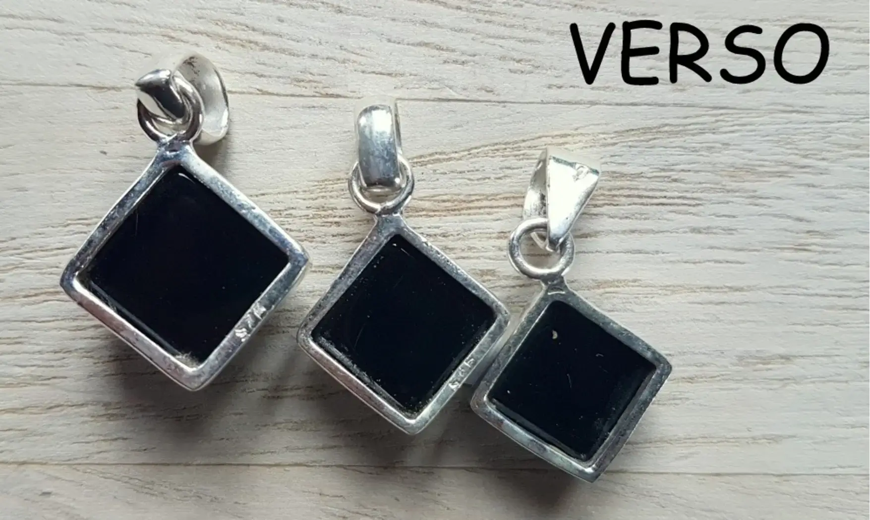 Onyx noir pierre pendentif & Argent
