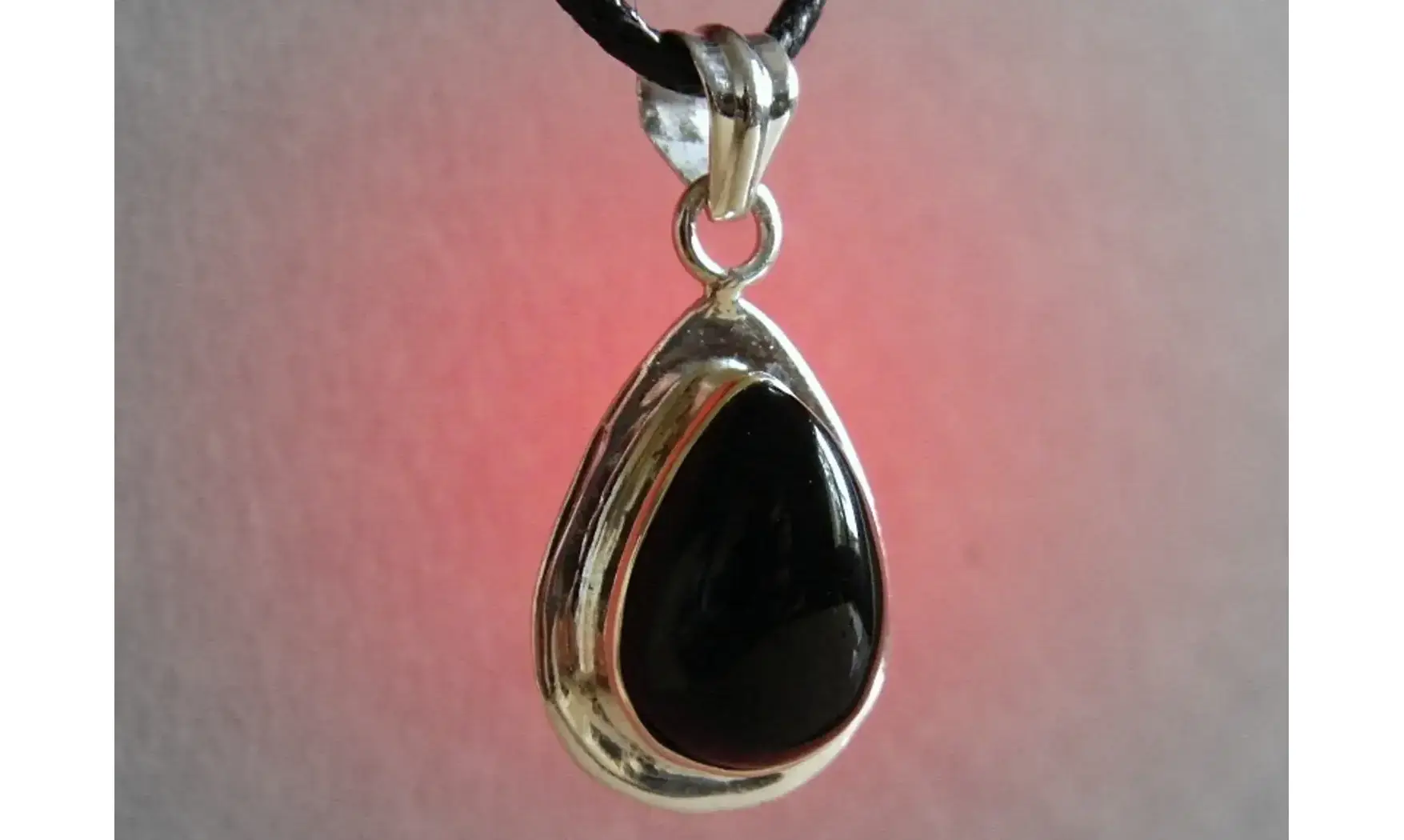 Onyx noir pierre pendentif & Argent