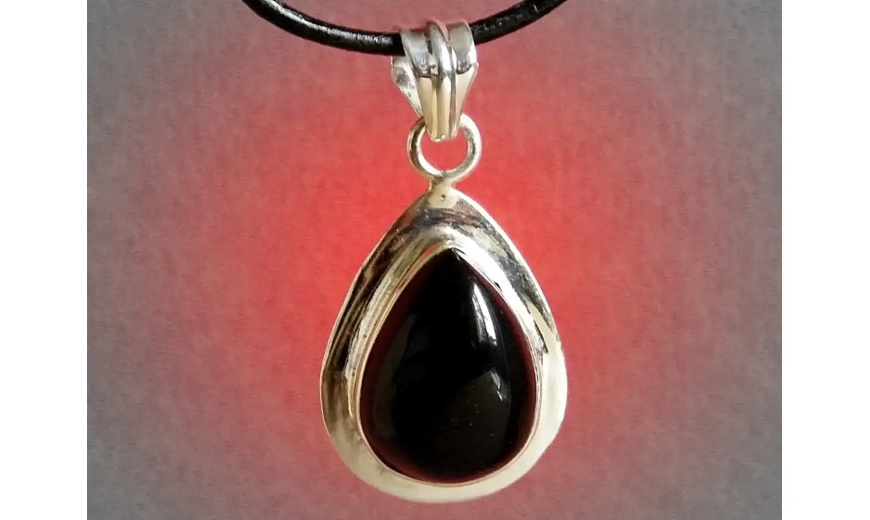 Onyx noir pierre pendentif & Argent