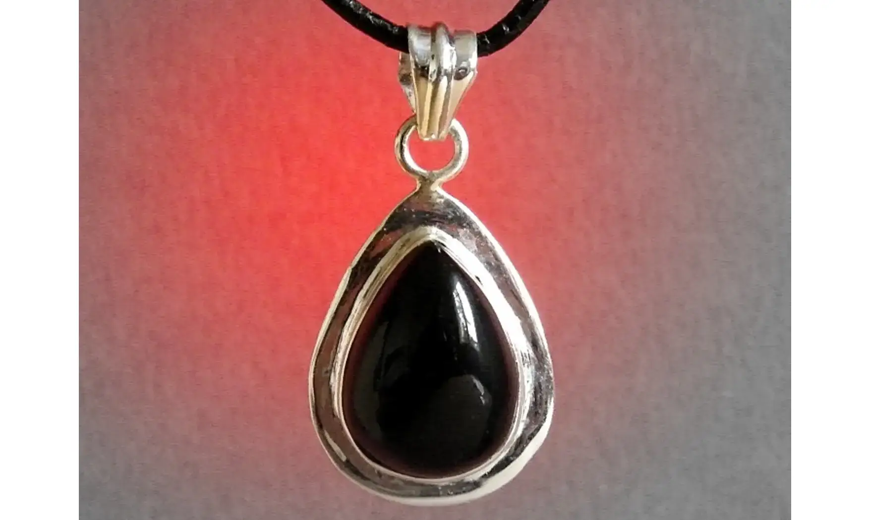 Onyx noir pierre pendentif & Argent
