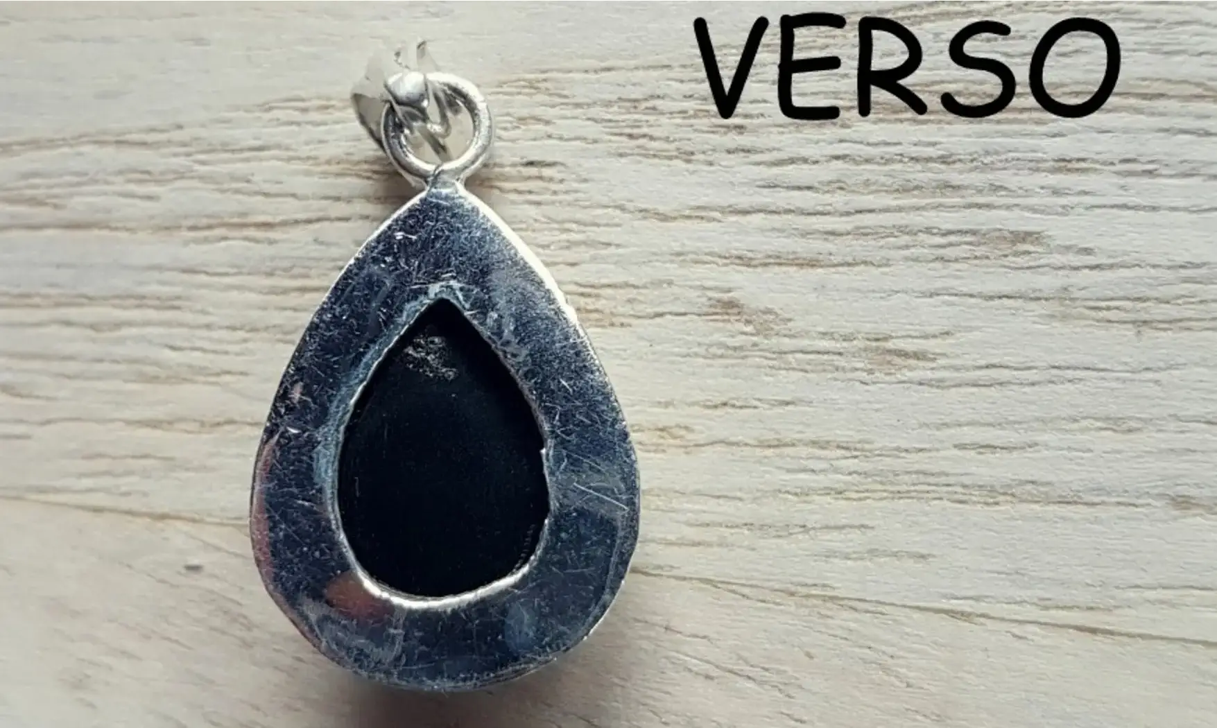 Onyx noir pierre pendentif & Argent