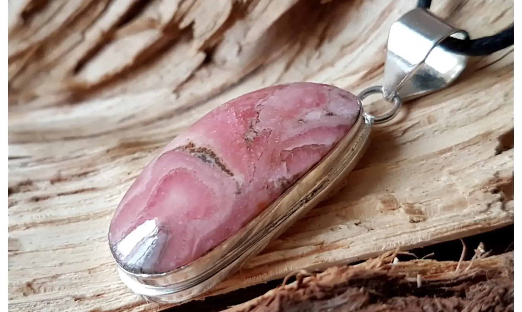Rhodochrosite pierre pendentif Argent