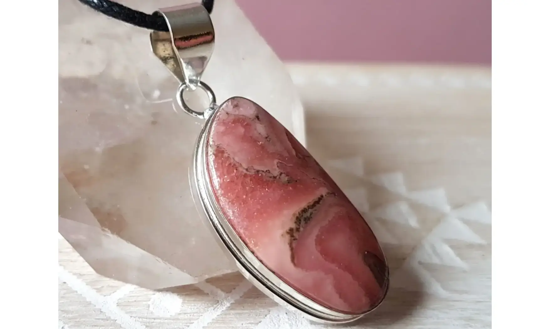 Rhodochrosite pierre pendentif Argent
