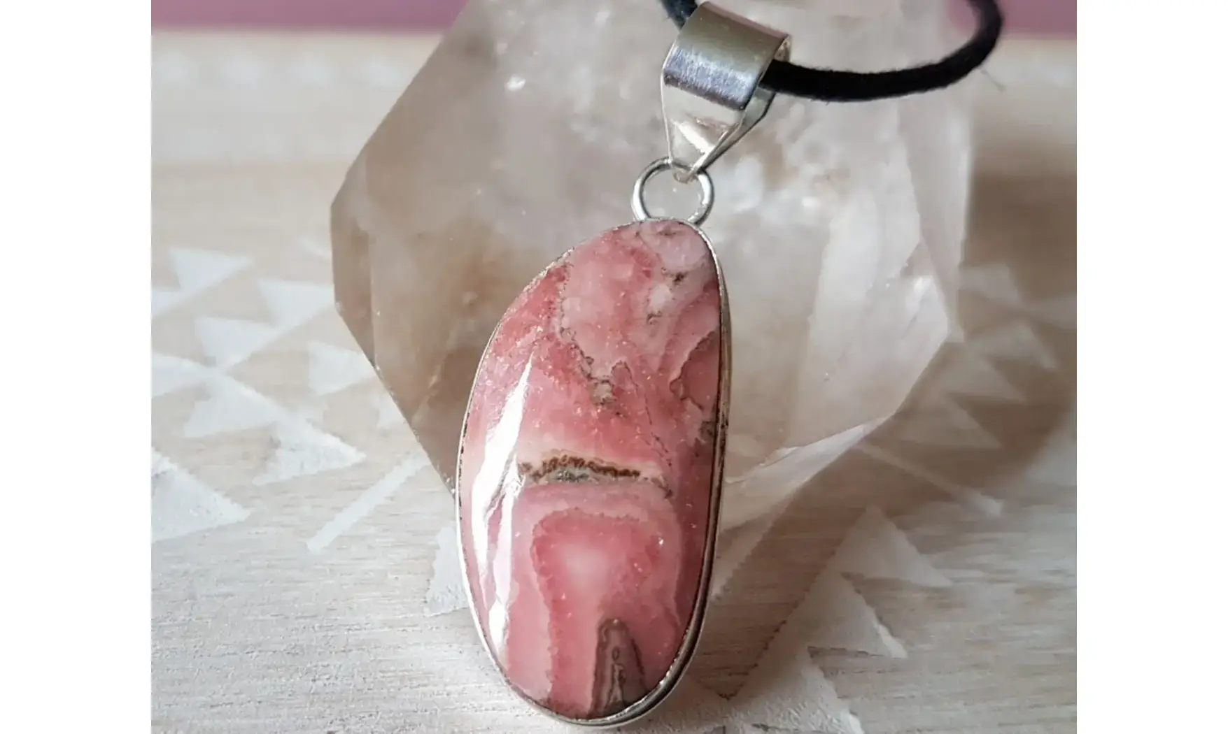 Rhodochrosite pierre pendentif Argent