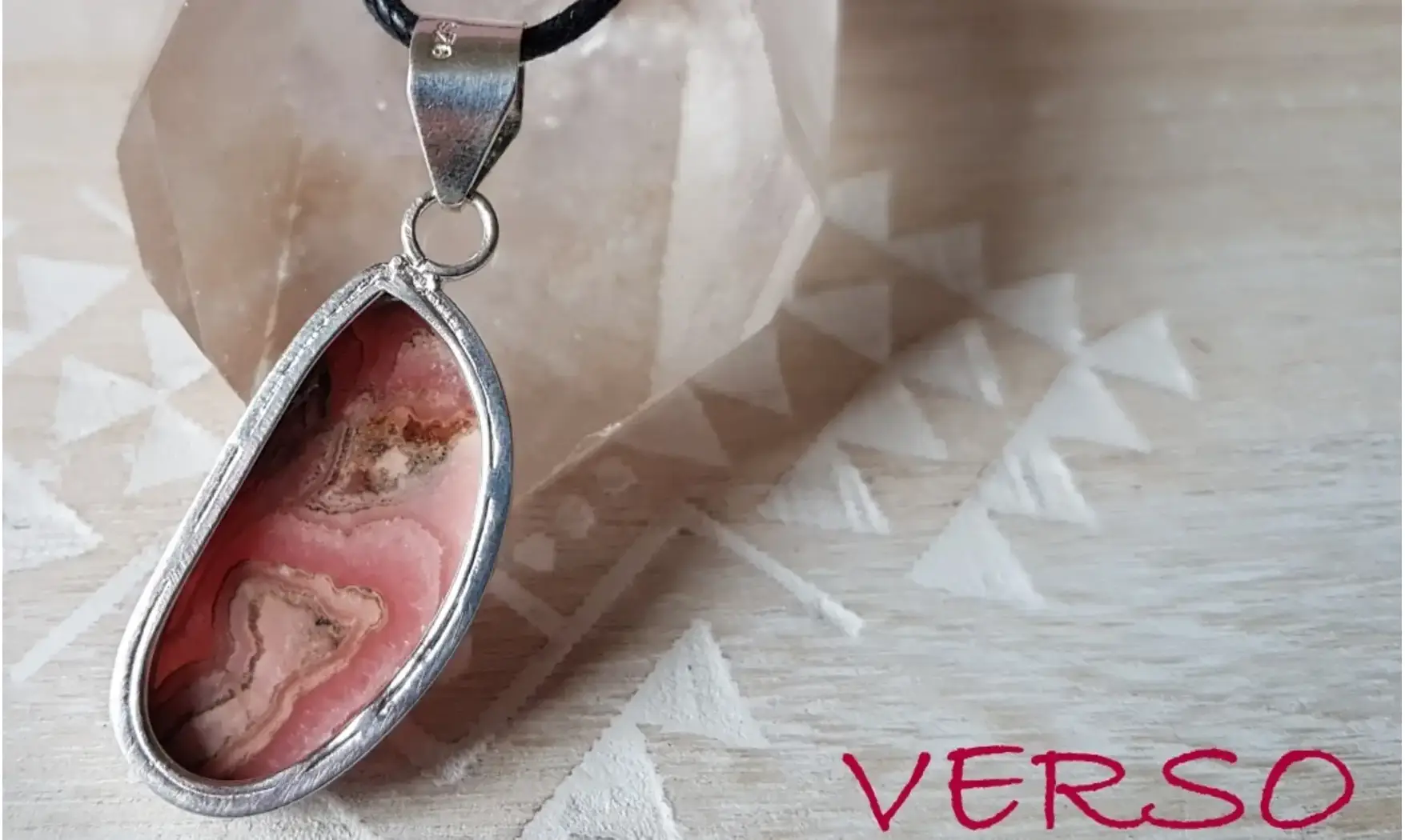 Rhodochrosite pierre pendentif Argent