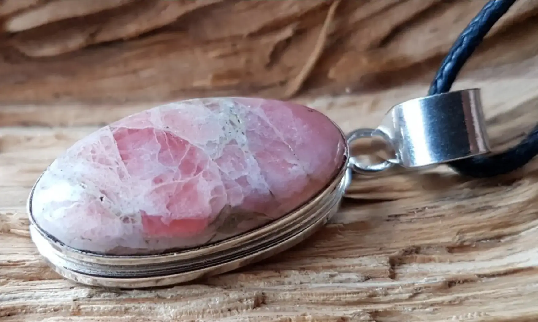 Rhodochrosite pierre pendentif 4 Argent