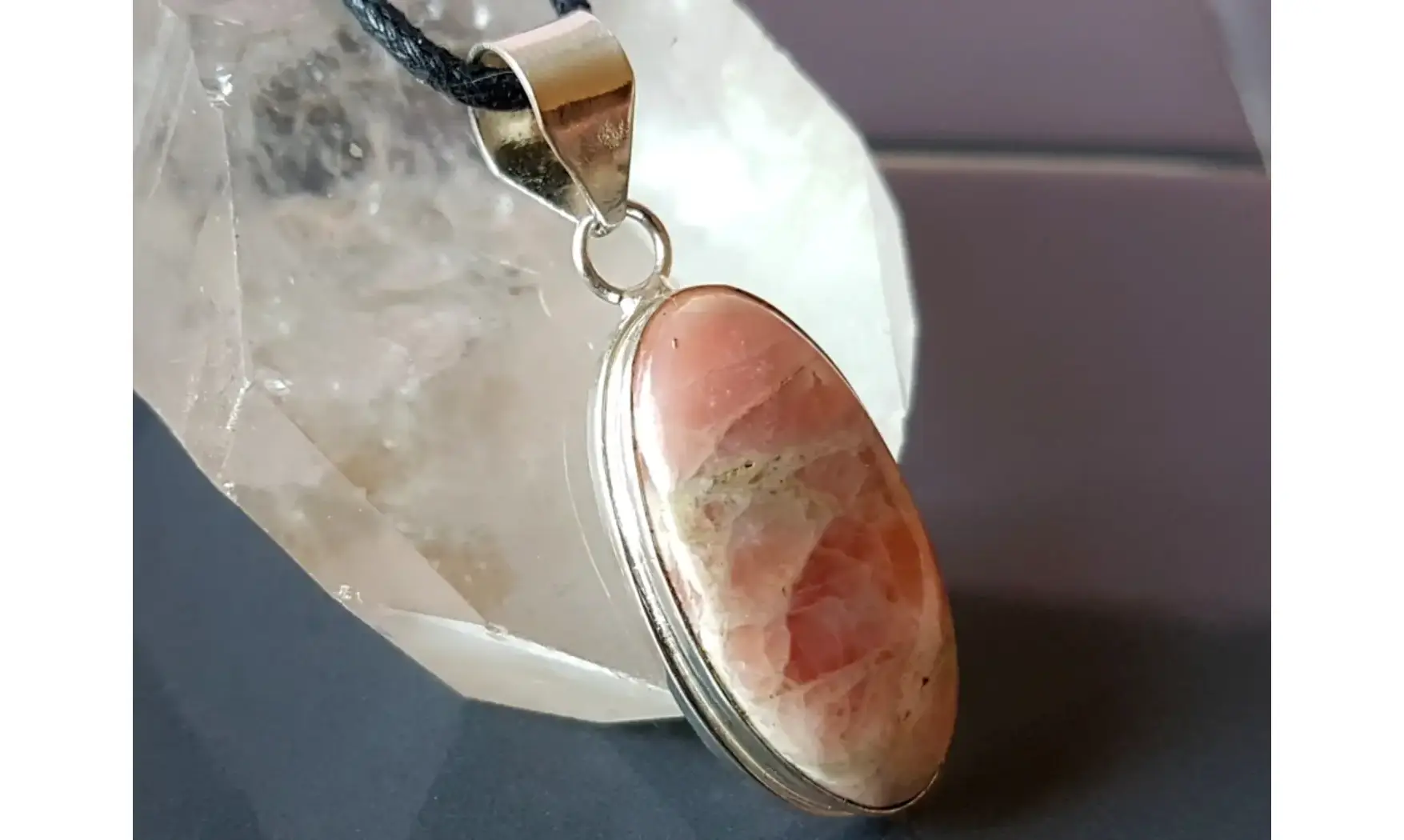 Rhodochrosite pierre pendentif 4 Argent