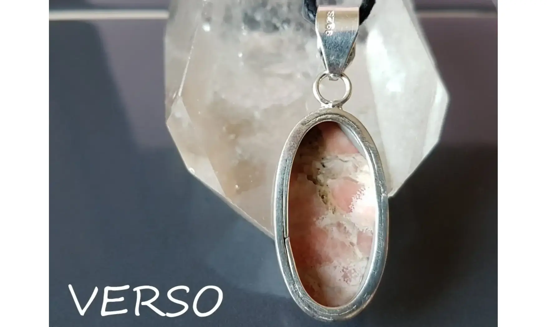 Rhodochrosite pierre pendentif 4 Argent