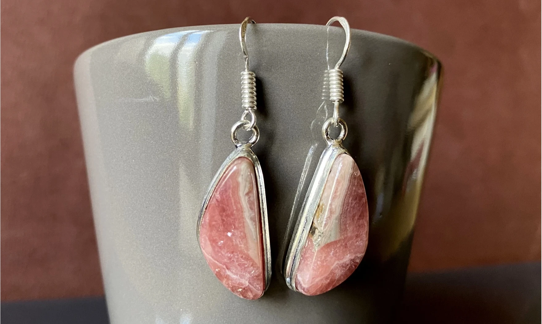 Rhodochrosite 925 Silver plated Earring