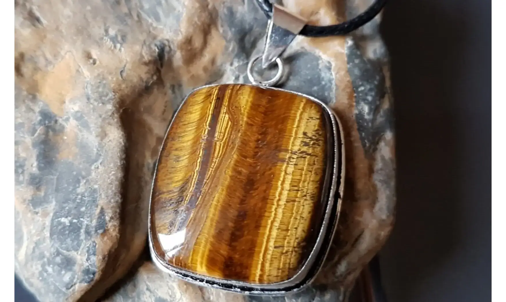 Oeil de Tigre 1 pendentif & Argent