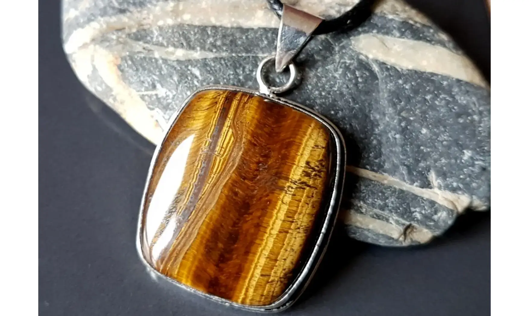 Oeil de Tigre 1 pendentif & Argent