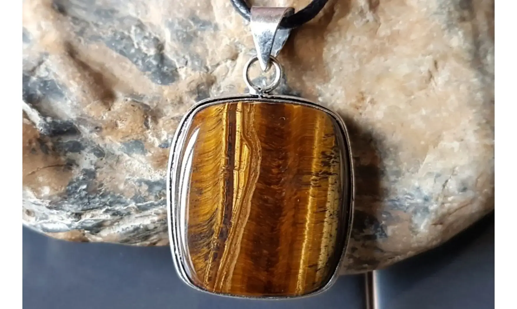 Oeil de Tigre 1 pendentif & Argent