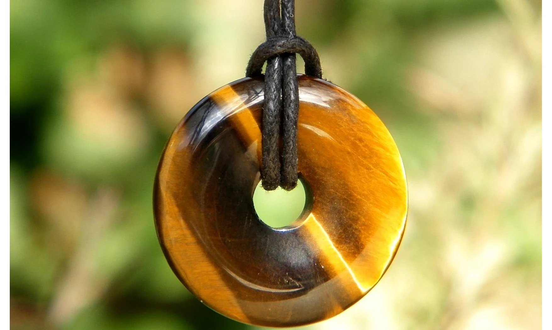 Oeil de Tigre Donuts pierre pendentif