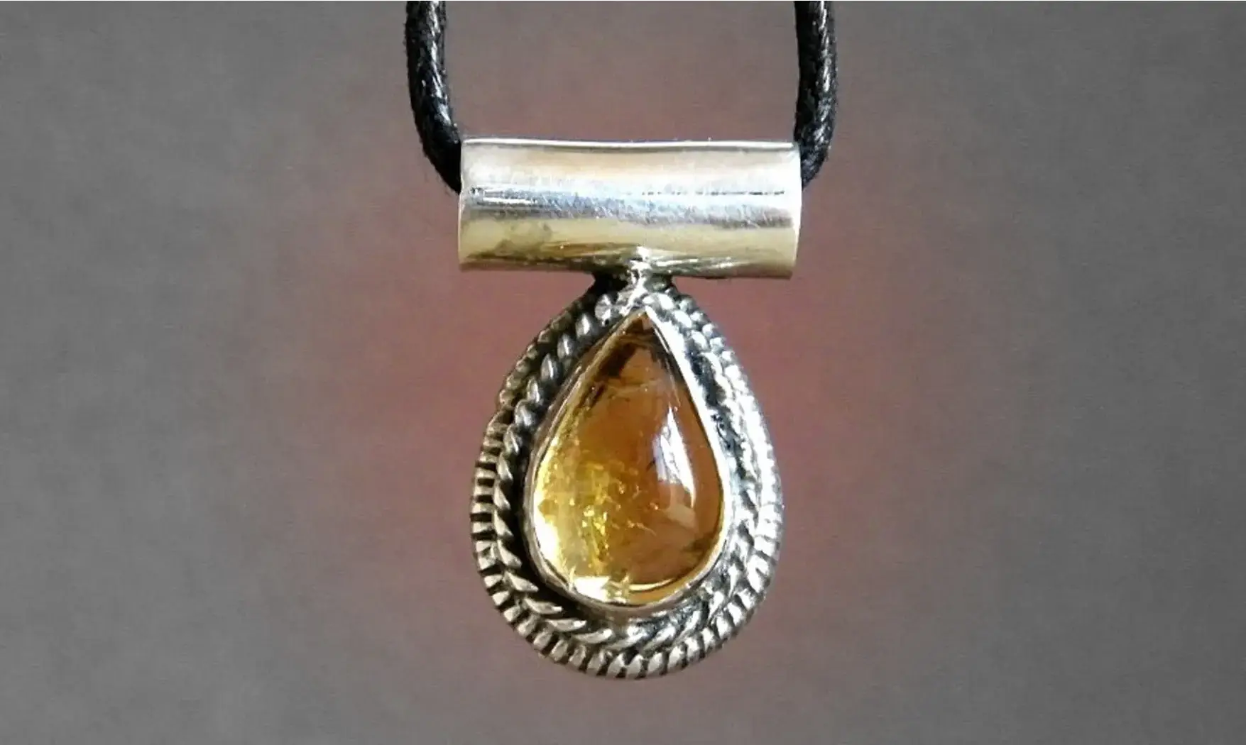 Citrine pierre pendentif & Argent