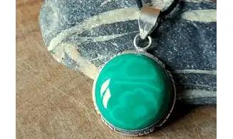 Malachite & 925 Silver plated pendant