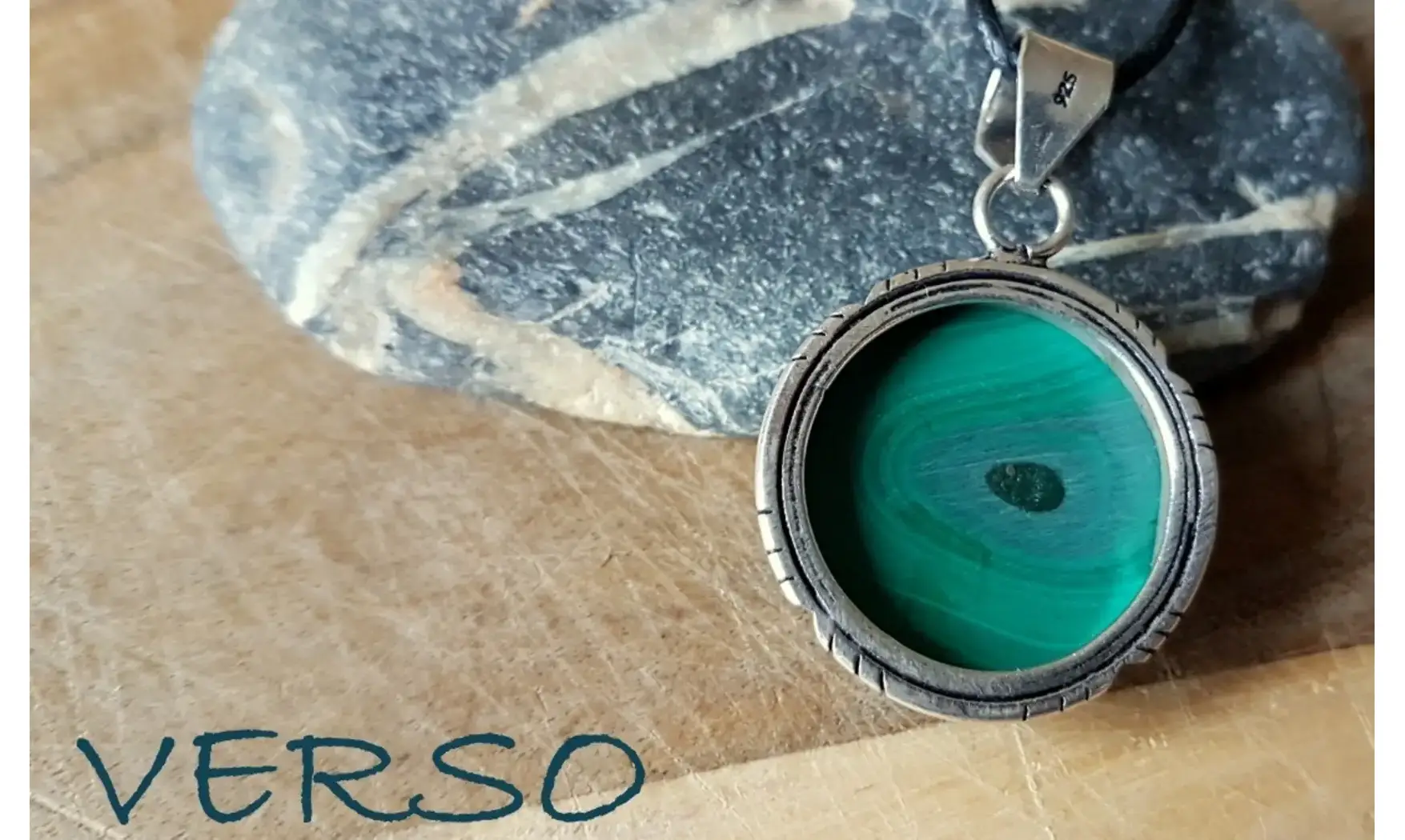Malachite & 925 Silver plated pendant