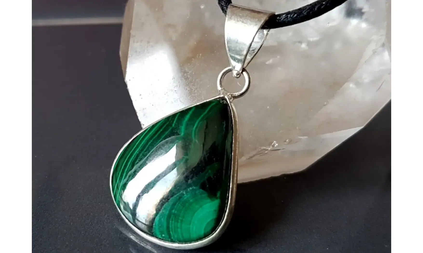 Malachite 1 & 925 Silver plated pendant