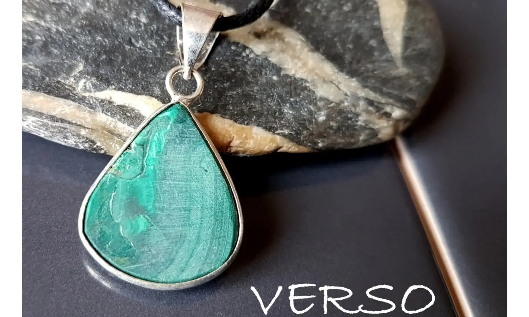 Malachite 1 & 925 Silver plated pendant