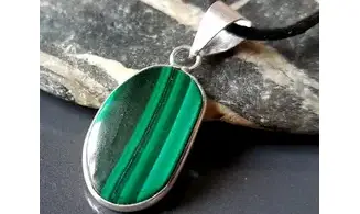 Malachite 2 & 925 Silver plated pendant