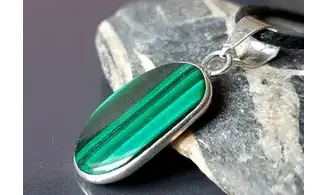 Malachite 2 & 925 Silver plated pendant