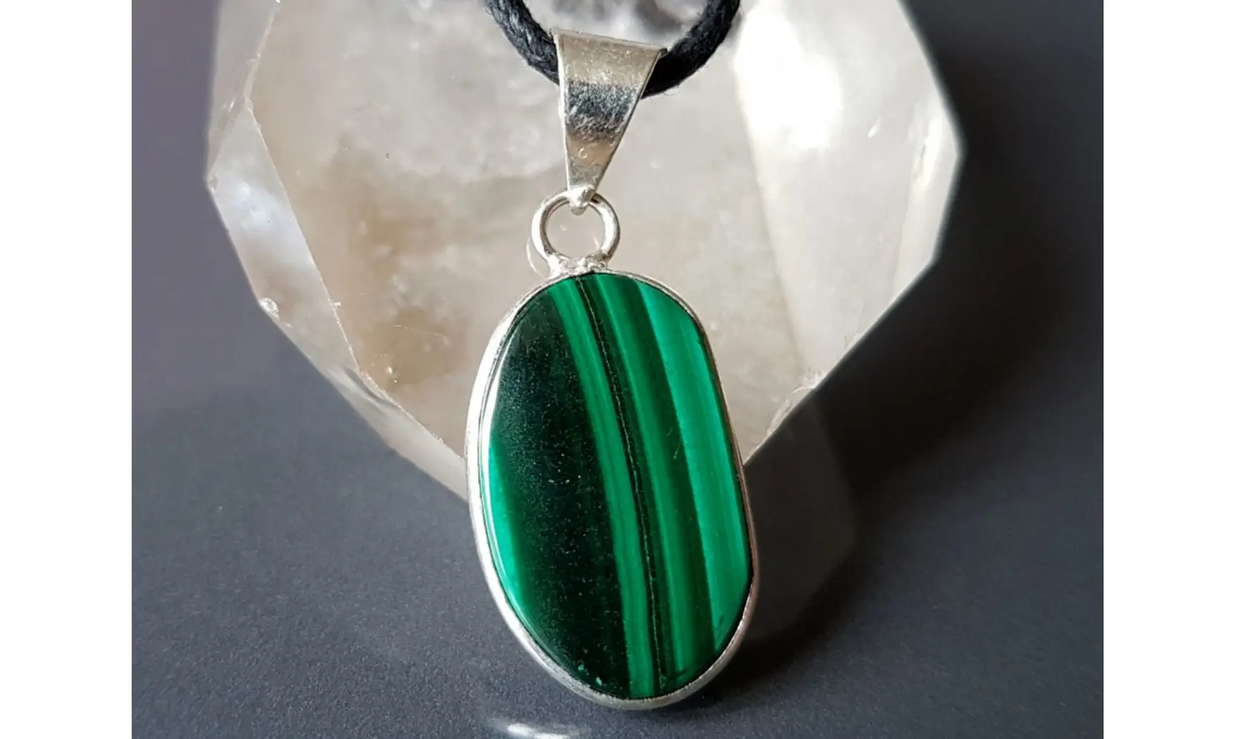 Malachite 2 & 925 Silver plated pendant