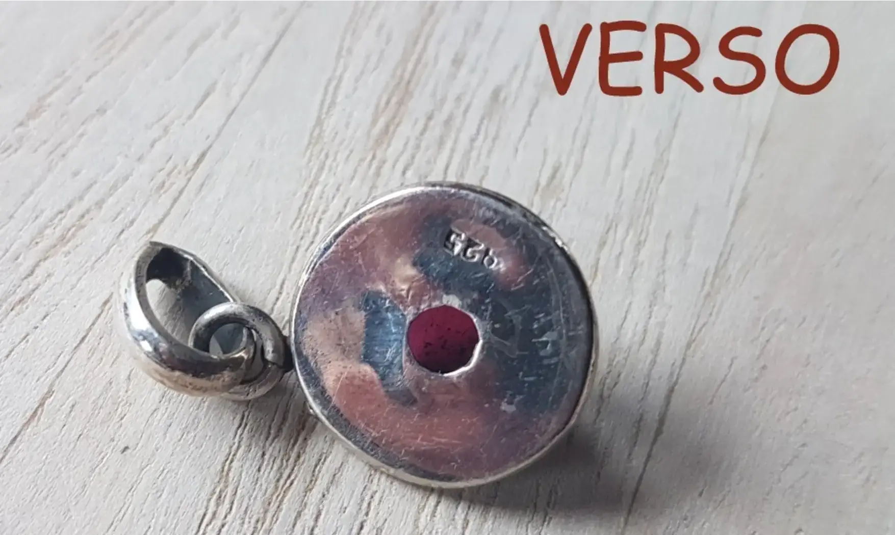 Garnet & 925 Silver plated pendant