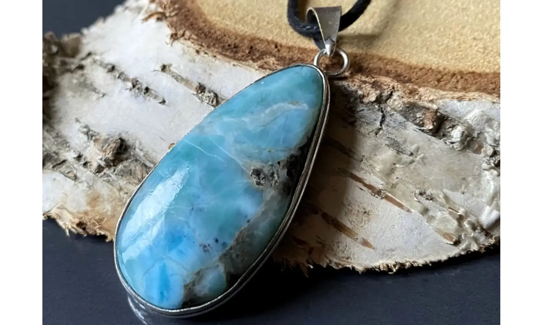 Larimar & 925 Silver plated pendant