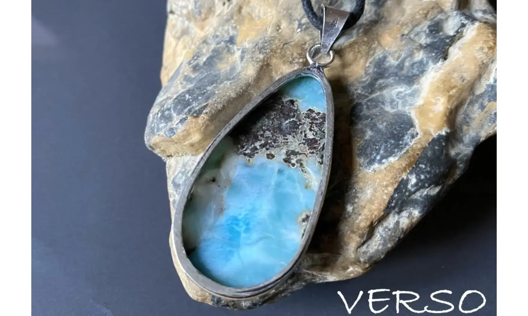 Larimar & 925 Silver plated pendant
