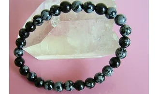 Snowflake Obsidian Round beads bracelet