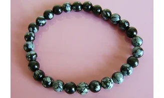 Snowflake Obsidian Round beads bracelet