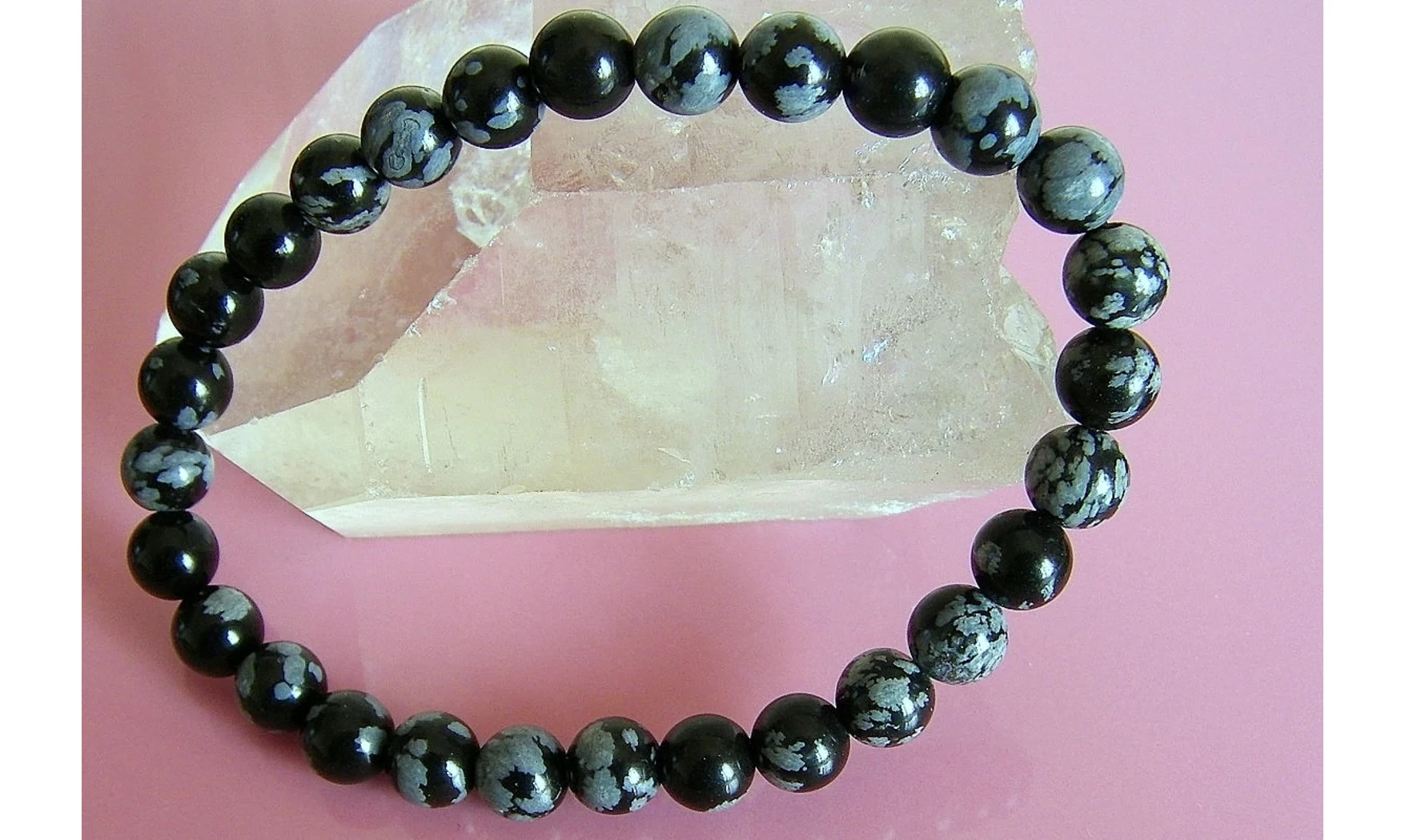 Obsidienne Neige pierres Boules bracelet