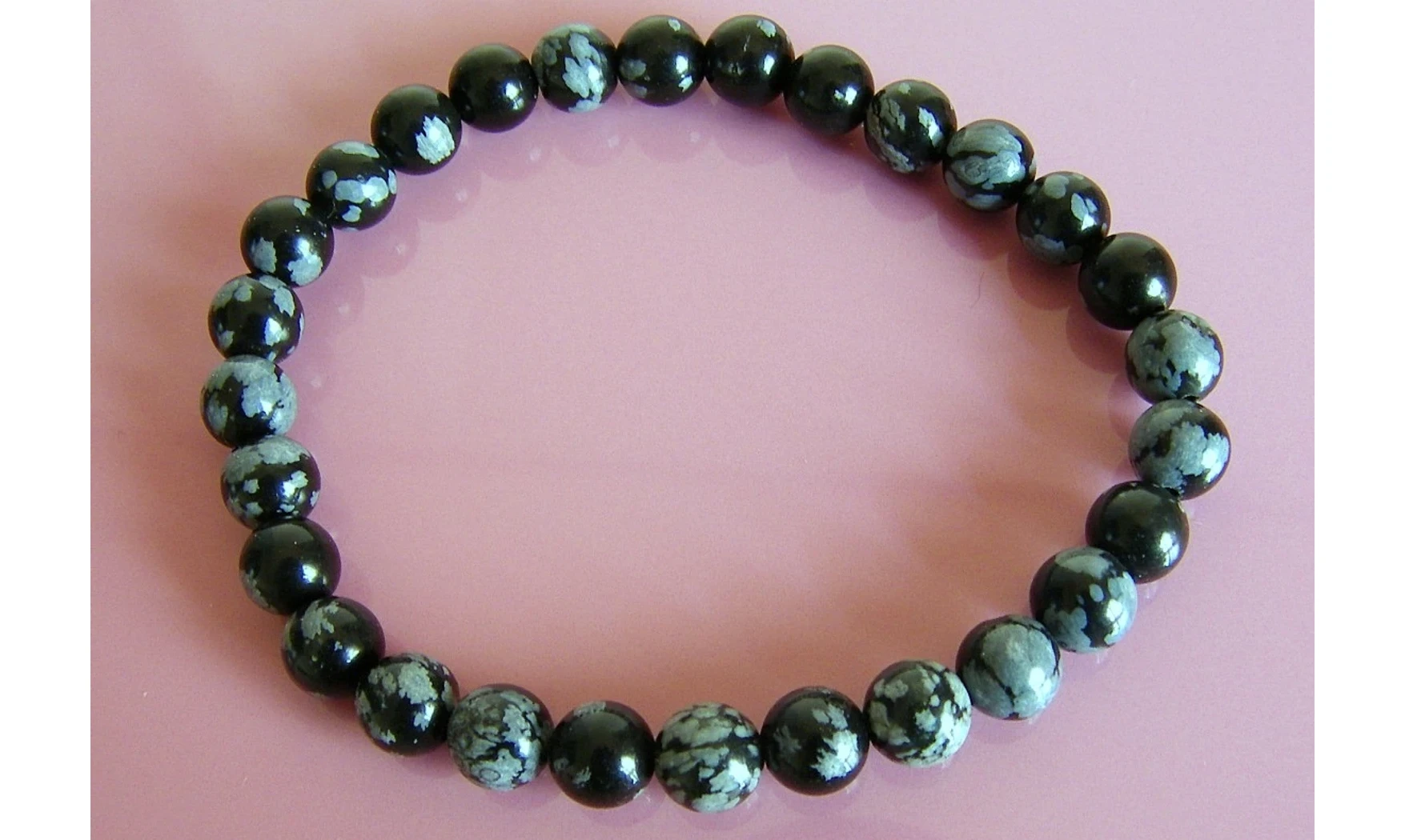 Obsidienne Neige pierres Boules bracelet
