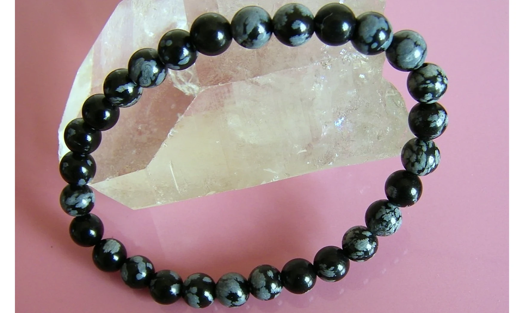 Obsidienne Neige pierres Boules bracelet