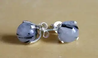 Black Rutile 925 Silver plated Earring