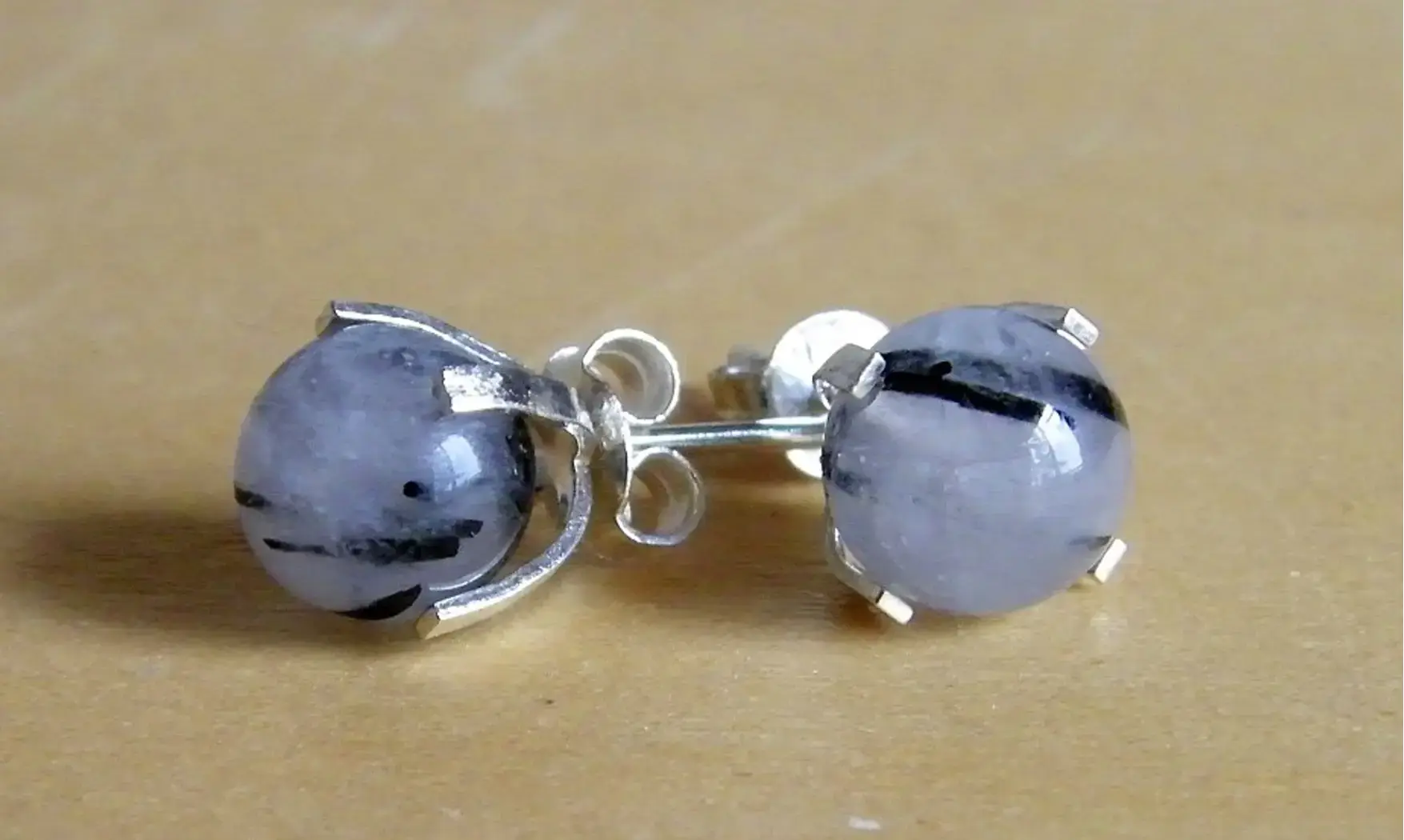 Black Rutile 925 Silver plated Earring