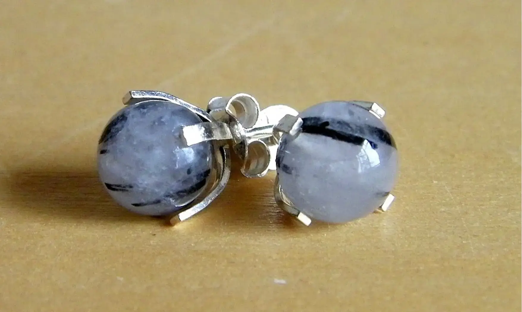 Black Rutile 925 Silver plated Earring