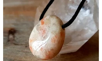 Sunstone stone drilled pendant 1