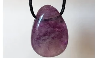 Purple Fluorite stone drilled pendant 1