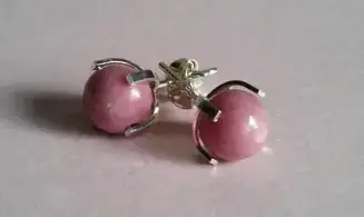 Rhodonite 925 Silver plated Earring Bead