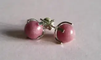 Rhodonite 925 Silver plated Earring Bead