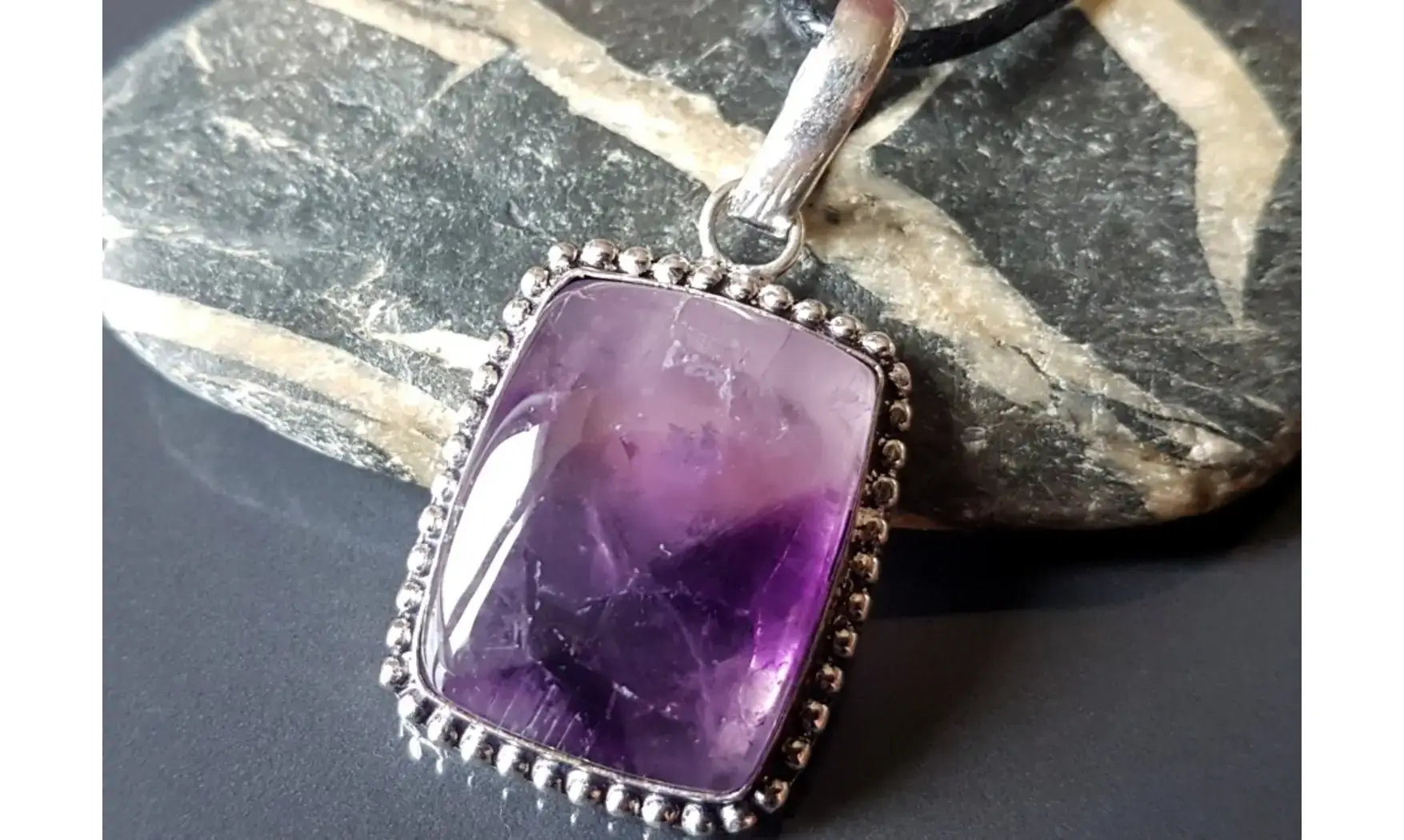 Améthyste pierre pendentif & Argent