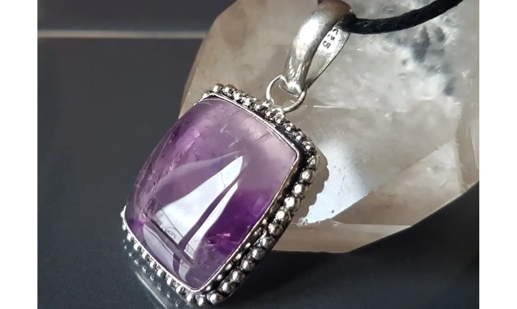 Améthyste pierre pendentif & Argent