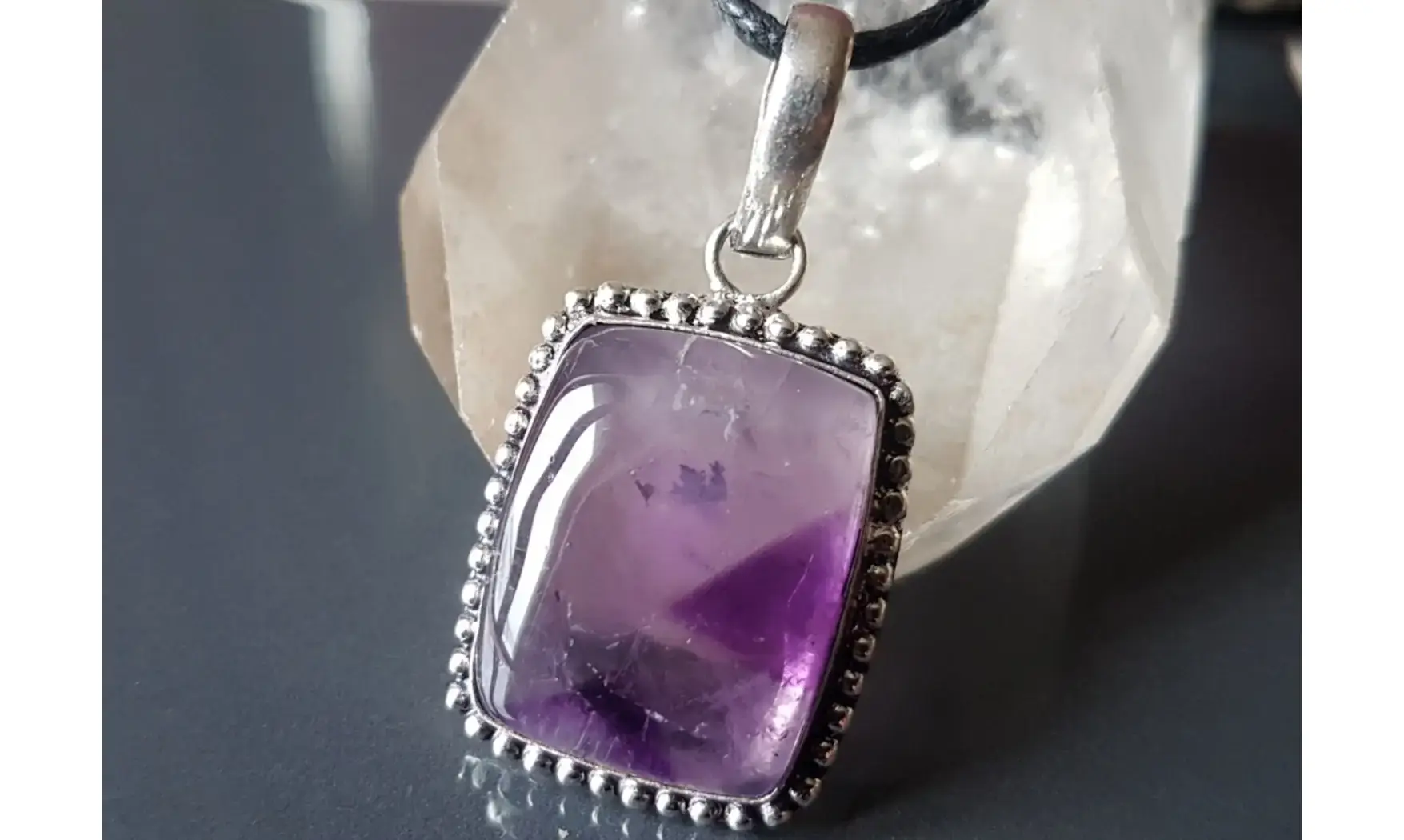 Améthyste pierre pendentif & Argent
